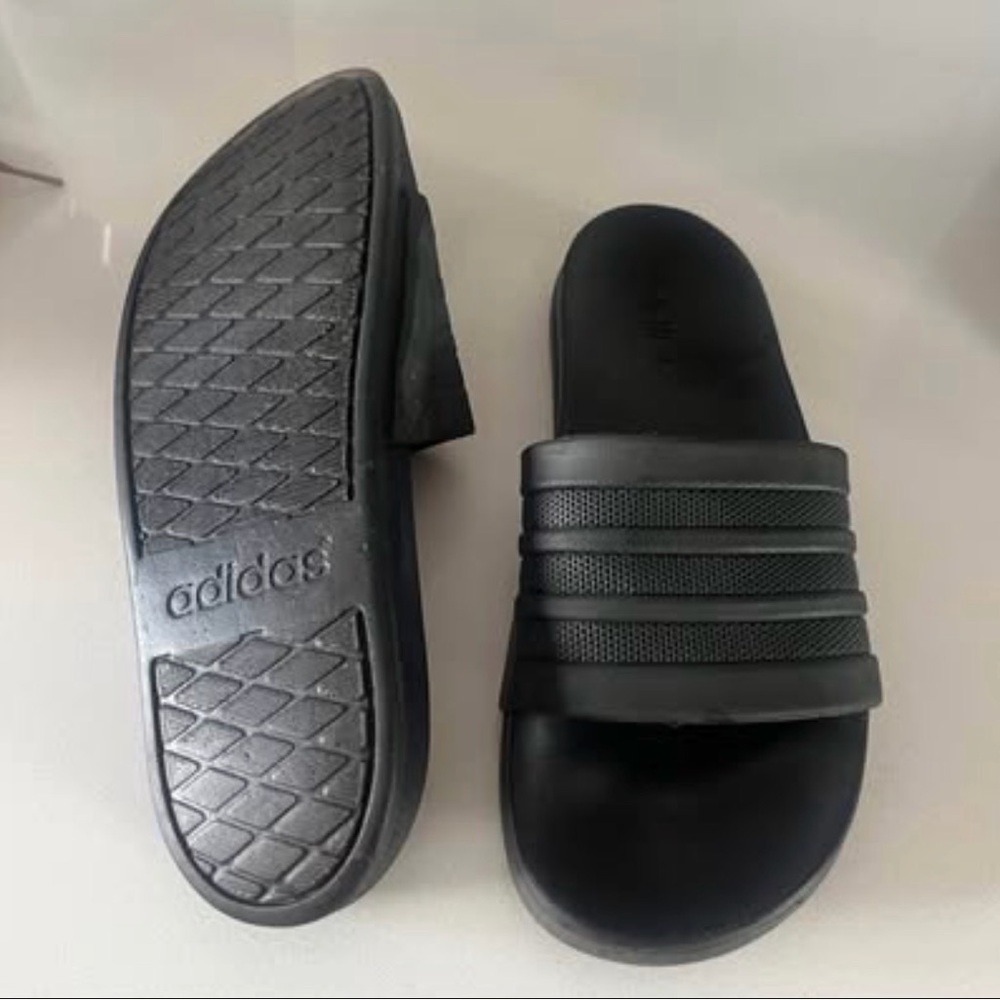 Adidas Black Slide Sandals with Textured Strap